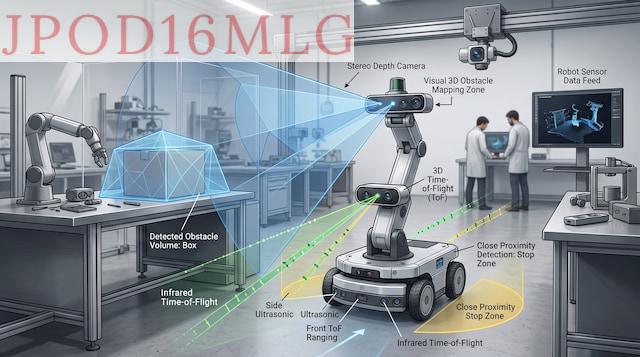 Robot utilizando sensores para detectar obstáculos y medir distancias